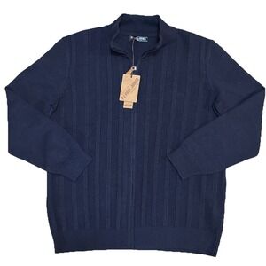 Paul Jones Sweater Mens XL Extra Large Blue Full Zip Mock Neck Casual NWT